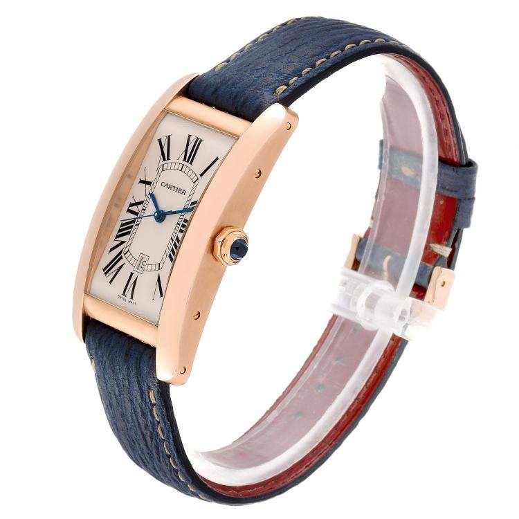 Pre Owned Cartier Silver 18K Rose Gold Tank Americaine W2609156 Men's Wristwatch 26 x 45 MM