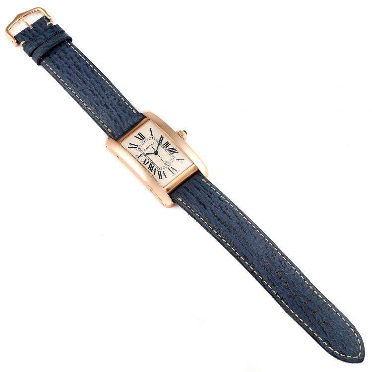 Pre Owned Cartier Silver 18K Rose Gold Tank Americaine W2609156 Men's Wristwatch 26 x 45 MM