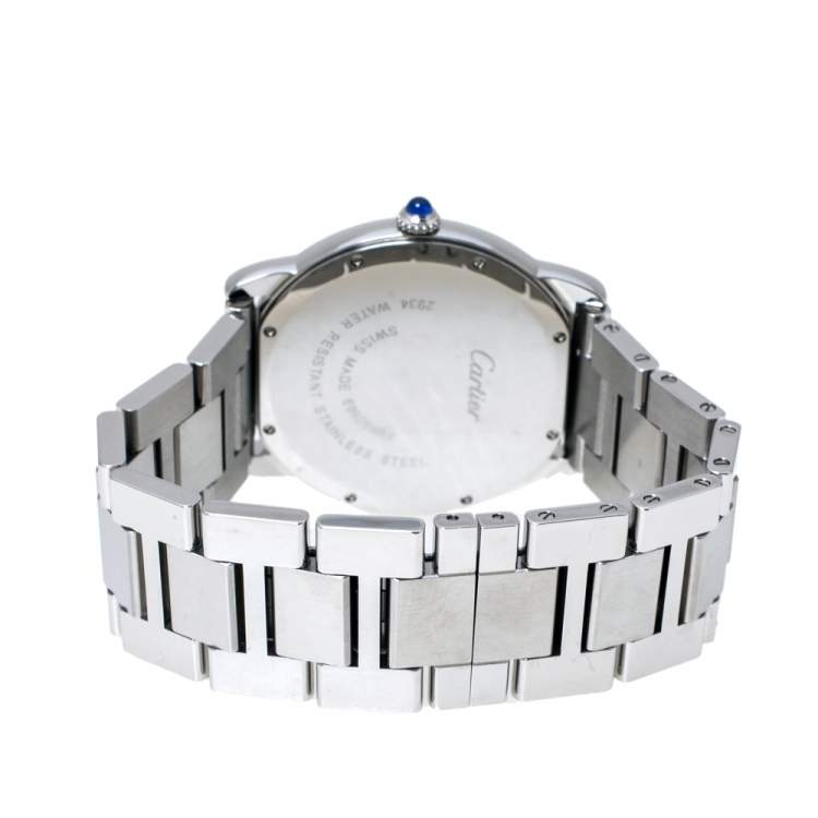 Pre Owned Cartier Silver Stainless Steel Ronde Solo 2934 Men's Wristwatch 36 mm