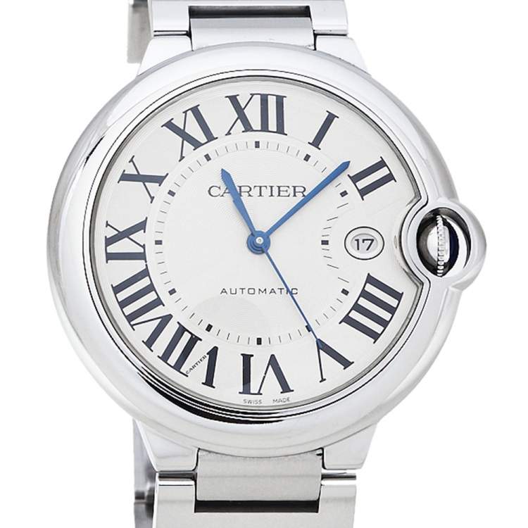 Pre Owned Cartier Silver Stainless Steel Ballon Bleu 3001 Men's Wristwatch 42 mm