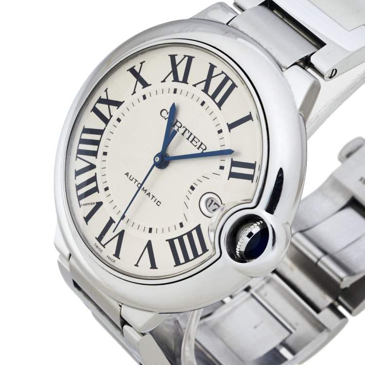 Pre Owned Cartier Silver Stainless Steel Ballon Bleu 3001 Men's Wristwatch 42 mm