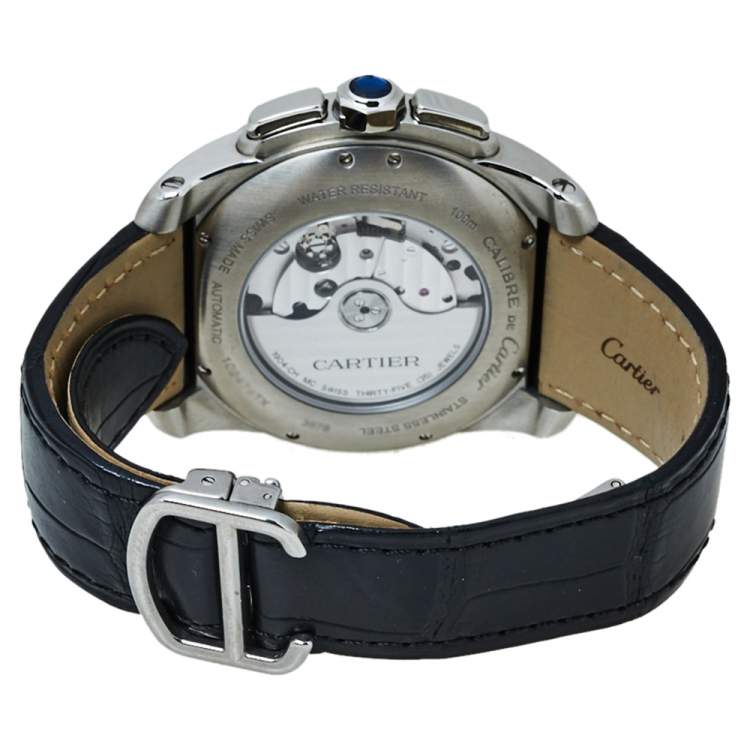 Pre Owned Cartier Silver Stainless Steel Calibre De Cartier 3578 Automatic Men's Wristwatch 42 MM