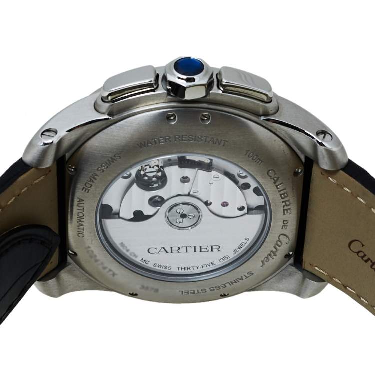 Pre Owned Cartier Silver Stainless Steel Calibre De Cartier 3578 Automatic Men's Wristwatch 42 MM