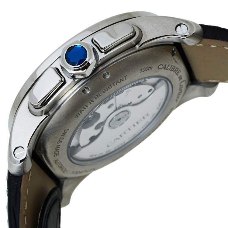 Pre Owned Cartier Silver Stainless Steel Calibre De Cartier 3578 Automatic Men's Wristwatch 42 MM