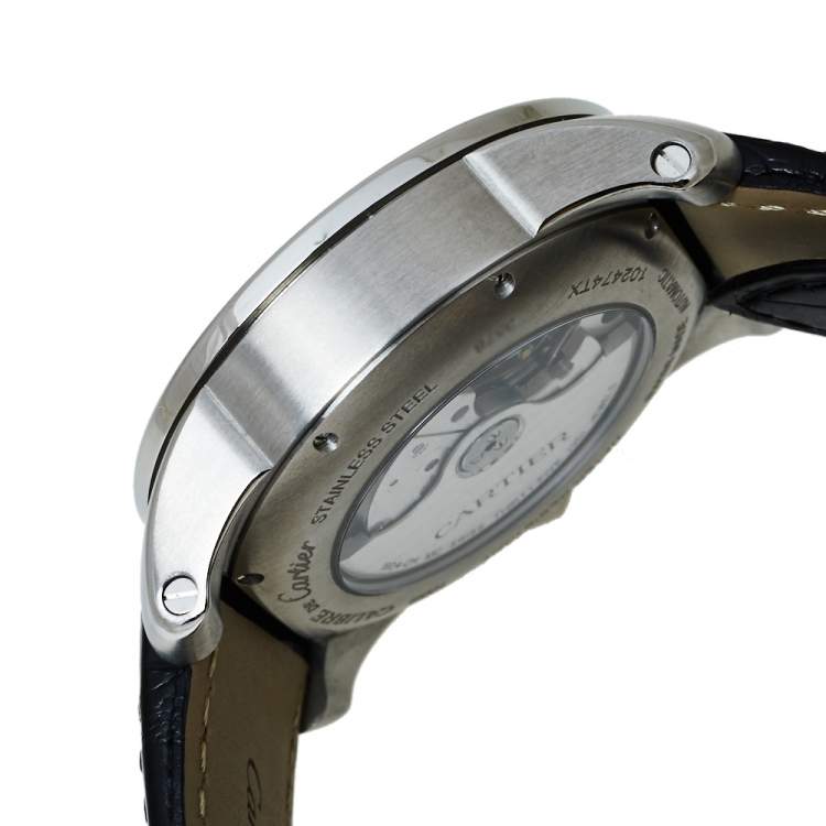 Pre Owned Cartier Silver Stainless Steel Calibre De Cartier 3578 Automatic Men's Wristwatch 42 MM