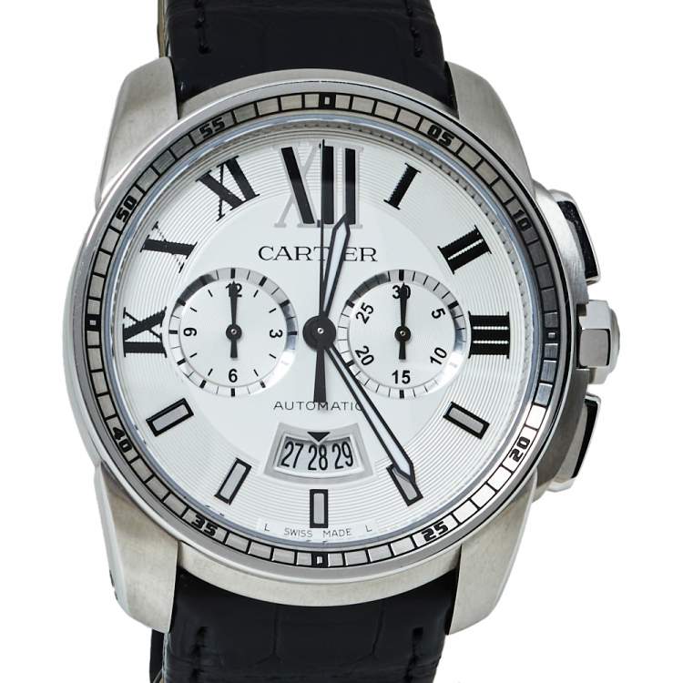 Pre Owned Cartier Silver Stainless Steel Calibre De Cartier 3578 Automatic Men's Wristwatch 42 MM
