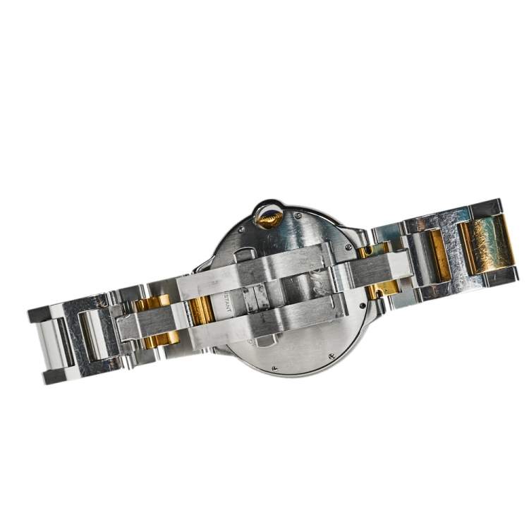 مملوكة مسبقًا Cartier Silver 18K Yellow Gold And Stainless Steel Ballon Bleu 3001 Men's Wristwatch 42 mm