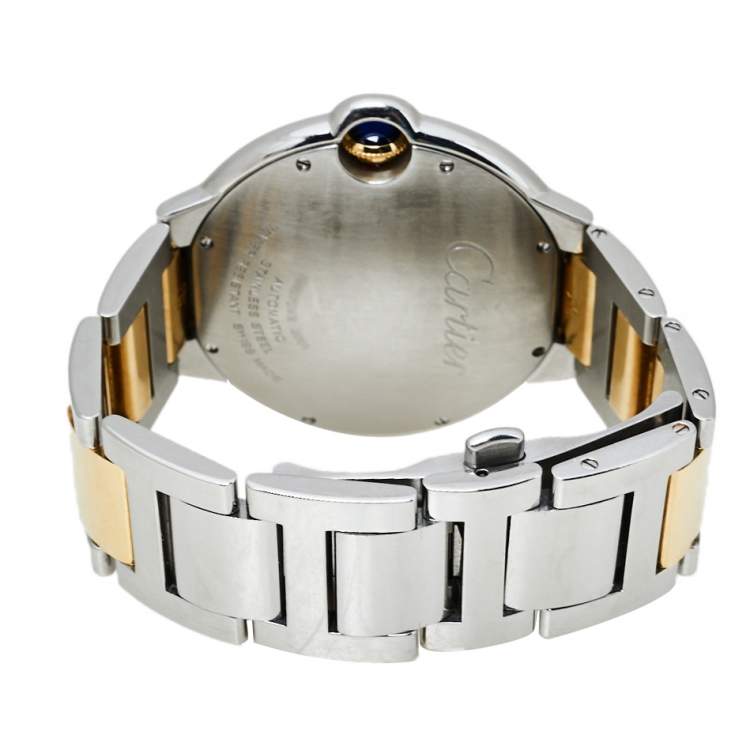 مملوكة مسبقًا Cartier Silver 18K Yellow Gold And Stainless Steel Ballon Bleu 3001 Men's Wristwatch 42 mm