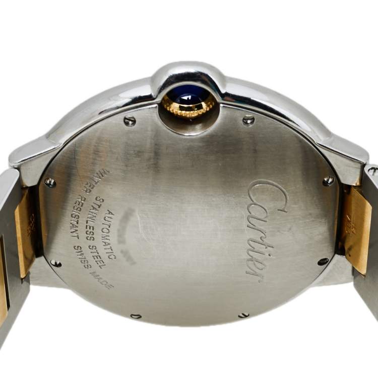 مملوكة مسبقًا Cartier Silver 18K Yellow Gold And Stainless Steel Ballon Bleu 3001 Men's Wristwatch 42 mm