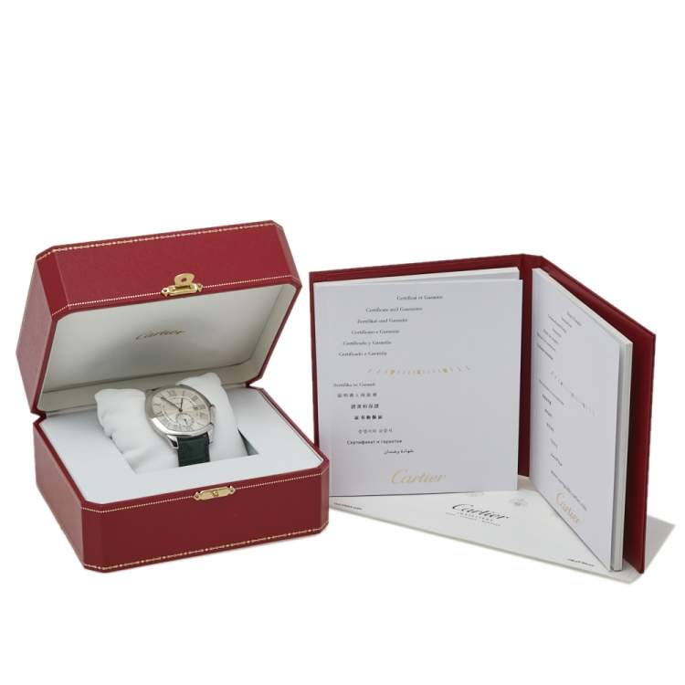 مملوكة مسبقًا Cartier Silver Stainless Steel & Leather Drive De Cartier CRWSNM0010 Men's Wristwatch 41 mm
