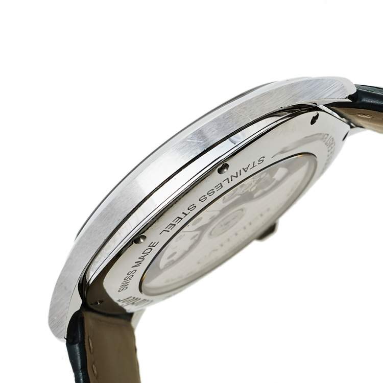 مملوكة مسبقًا Cartier Silver Stainless Steel & Leather Drive De Cartier CRWSNM0010 Men's Wristwatch 41 mm