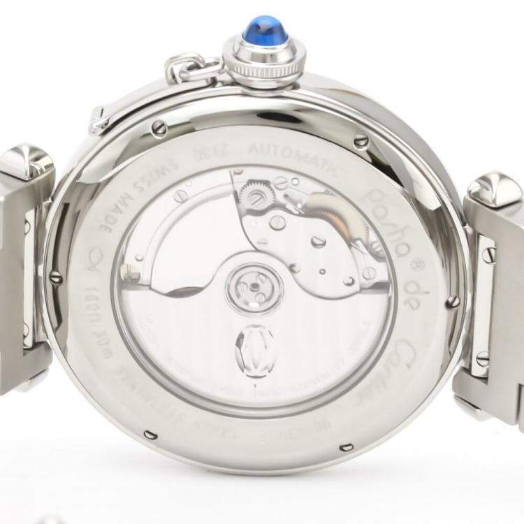 Pre Owned Cartier Silver Stainless Steel Pasha Automatic W31072M7 Men's Wristwatch 42 MM