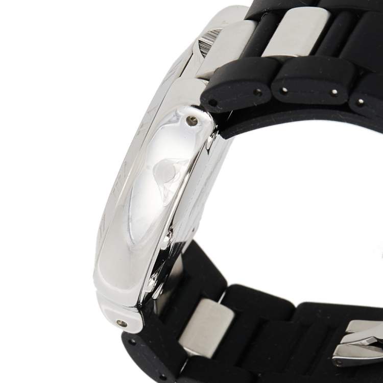 Pre Owned Cartier Black Stainless Steel Rubber Must 21 Chronoscaph 2424 Men's Wristwatch 38 mm
