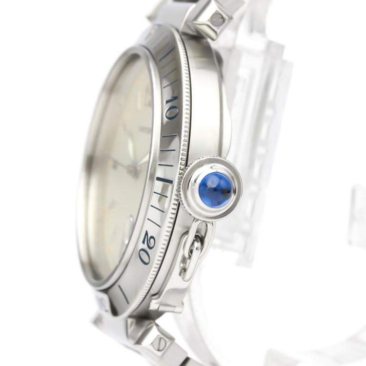 Pre Owned Cartier Silver Stainless Steel Pasha De Cartier W31027H3 Automatic Men's Wristwatch 38 MM