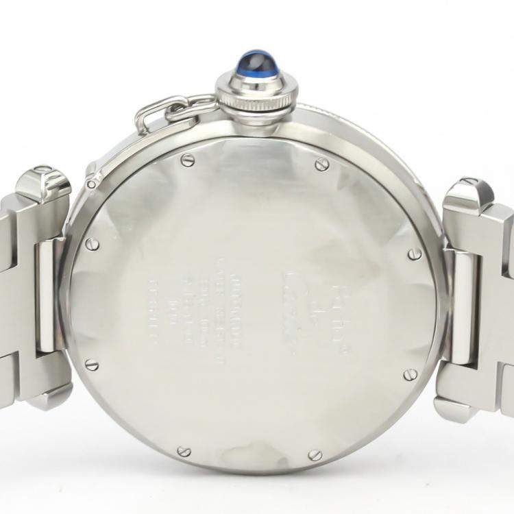 Pre Owned Cartier Silver Stainless Steel Pasha De Cartier W31027H3 Automatic Men's Wristwatch 38 MM