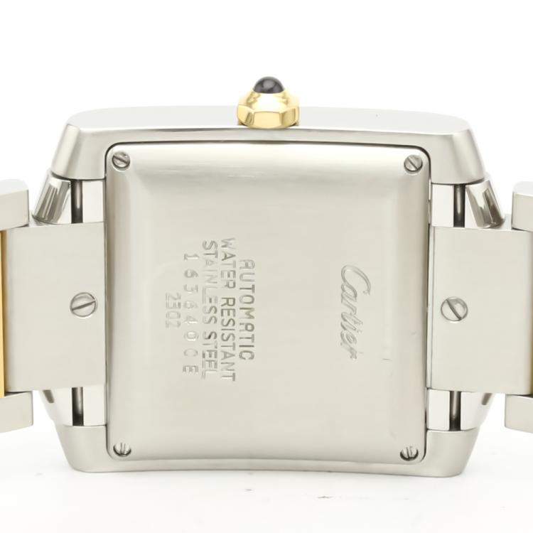 مملوكة مسبقًا Cartier Silver 18K Yellow Gold And Stainless Steel Tank Francaise W51005Q4 Automatic Men's Wristwatch 28 MM