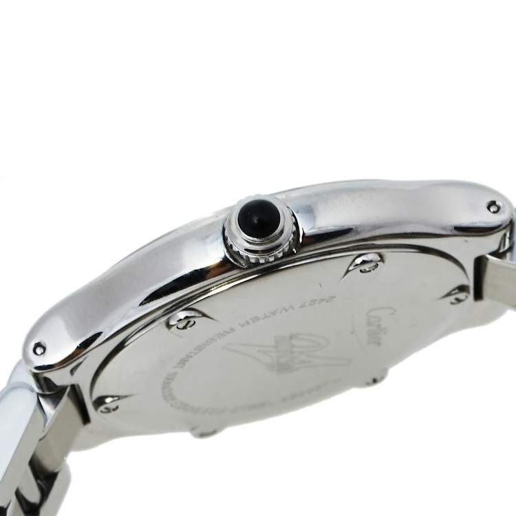 Pre Owned Cartier Black Stainless Steel Autoscaph 21 2427 Automatic Men's Wristwatch 36 mm