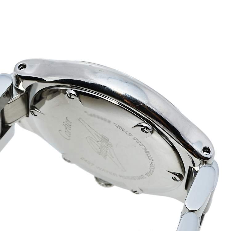 Pre Owned Cartier Black Stainless Steel Autoscaph 21 2427 Automatic Men's Wristwatch 36 mm