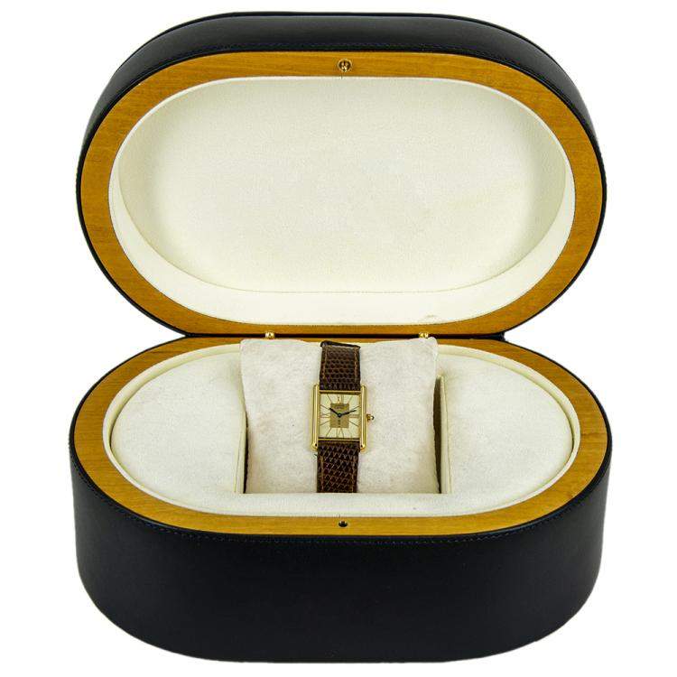 Pre Owned Cartier Silver Yellow Gold Tone Must De Cartier Tank Men's Wristwatch 24 MM 