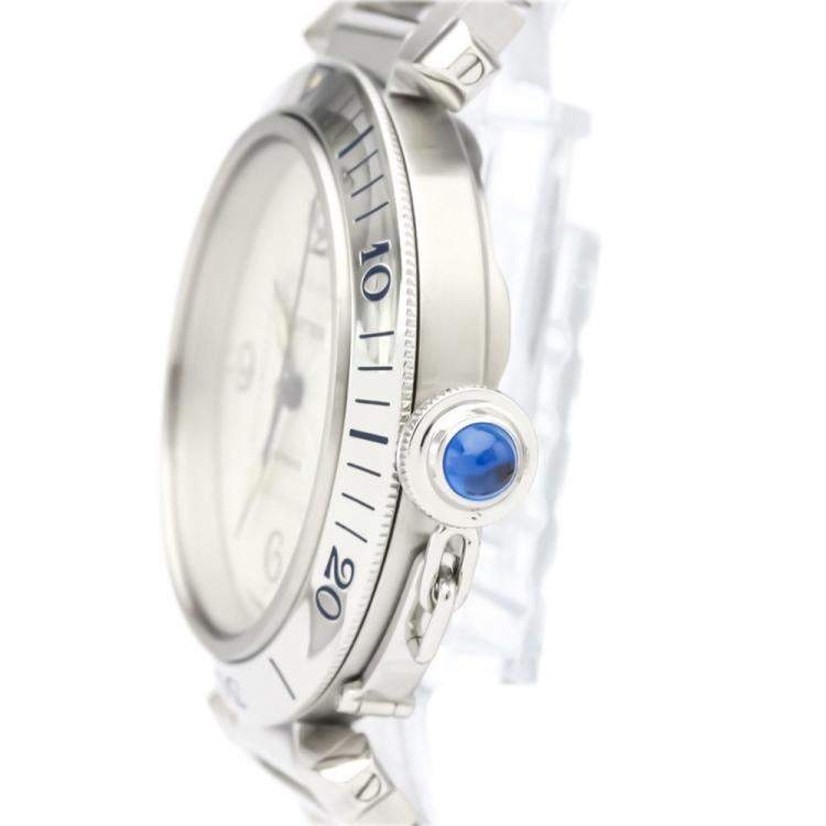 Pre Owned Cartier Silver Stainless Steel Pasha Automatic W31031H3 Men's Wristwatch 38 MM