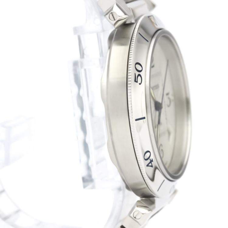 Pre Owned Cartier Silver Stainless Steel Pasha Automatic W31031H3 Men's Wristwatch 38 MM