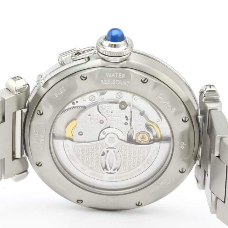 Pre Owned Cartier Silver Stainless Steel Pasha Automatic W31031H3 Men's Wristwatch 38 MM