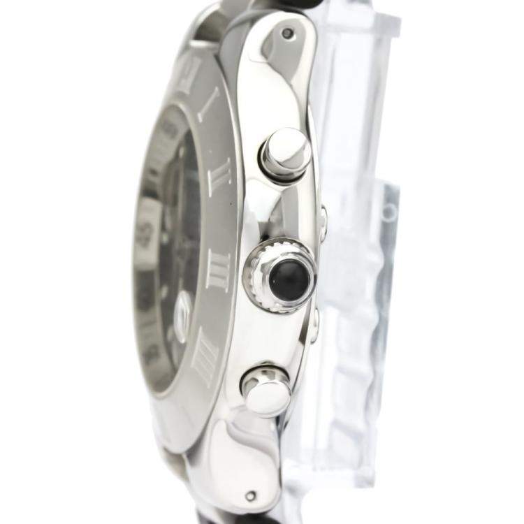 Pre Owned Cartier Black Stainless Steel Must 21 Chronoscaph W10125U2 Quartz Men's Wristwatch 38 MM
