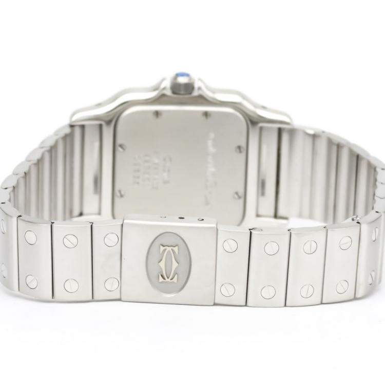 Pre Owned Cartier Silver Stainless Steel Santos Galbee Quartz 987901 Men's Wristwatch 29 MM