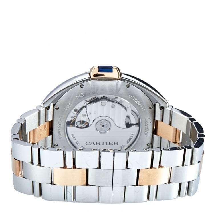 Pre Owned Cartier Silver 18K Rose Gold Stainless Steel Cle de Cartier W2CL0002 Women's Wristwatch 40 mm