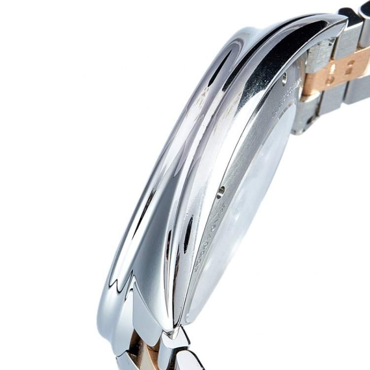 Pre Owned Cartier Silver 18K Rose Gold Stainless Steel Cle de Cartier W2CL0002 Women's Wristwatch 40 mm