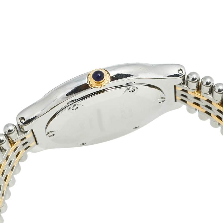 Pre Owned Cartier Cream Two-Tone Stainless Steel Must de Cartier 21 Men's Wristwatch 35 mm 