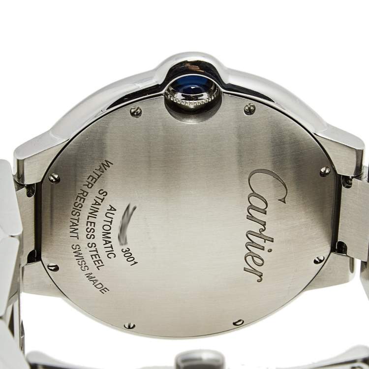 Pre Owned Cartier Silver Stainless Steel Ballon Bleu W69012Z4 Men's Wristwatch 42 mm