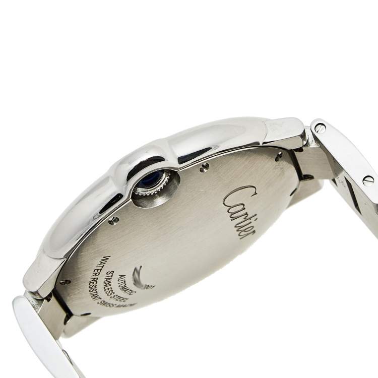 Pre Owned Cartier Silver Stainless Steel Ballon Bleu W69012Z4 Men's Wristwatch 42 mm