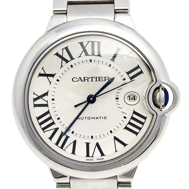 Pre Owned Cartier Silver Stainless Steel Ballon Bleu W69012Z4 Men's Wristwatch 42 mm