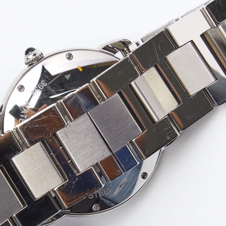 Pre Owned Cartier Silvered Opaline Stainless Steel Ronde Solo WSRN0012 Men's Wristwatch 36 mm