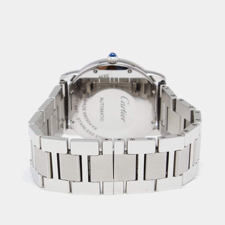 Pre Owned Cartier Silvered Opaline Stainless Steel Ronde Solo WSRN0012 Men's Wristwatch 36 mm