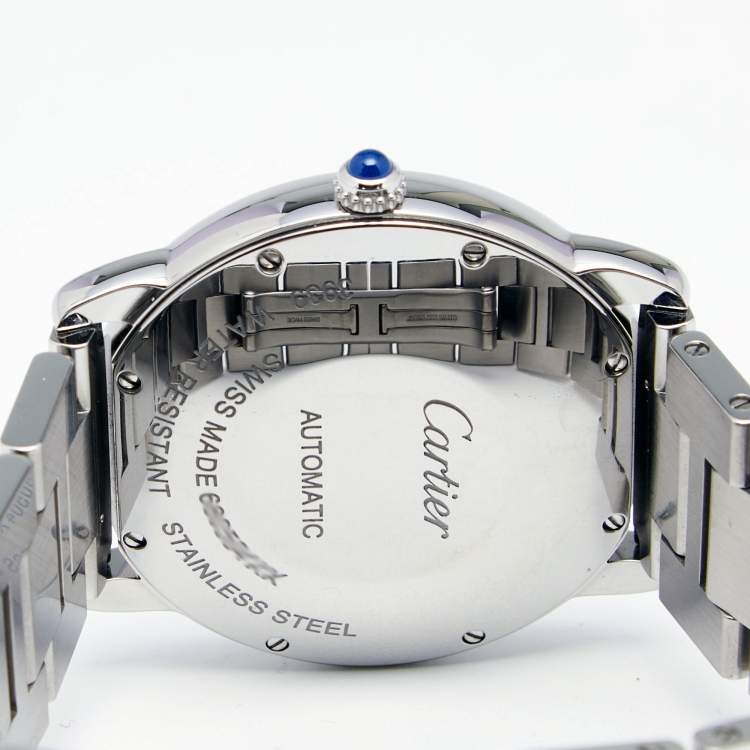 Pre Owned Cartier Silvered Opaline Stainless Steel Ronde Solo WSRN0012 Men's Wristwatch 36 mm