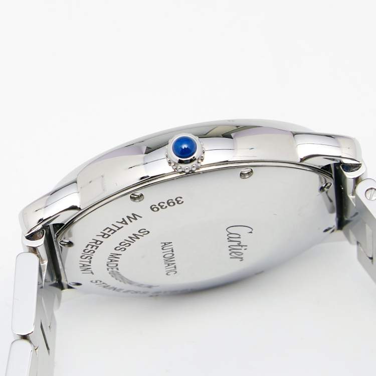 Pre Owned Cartier Silvered Opaline Stainless Steel Ronde Solo WSRN0012 Men's Wristwatch 36 mm