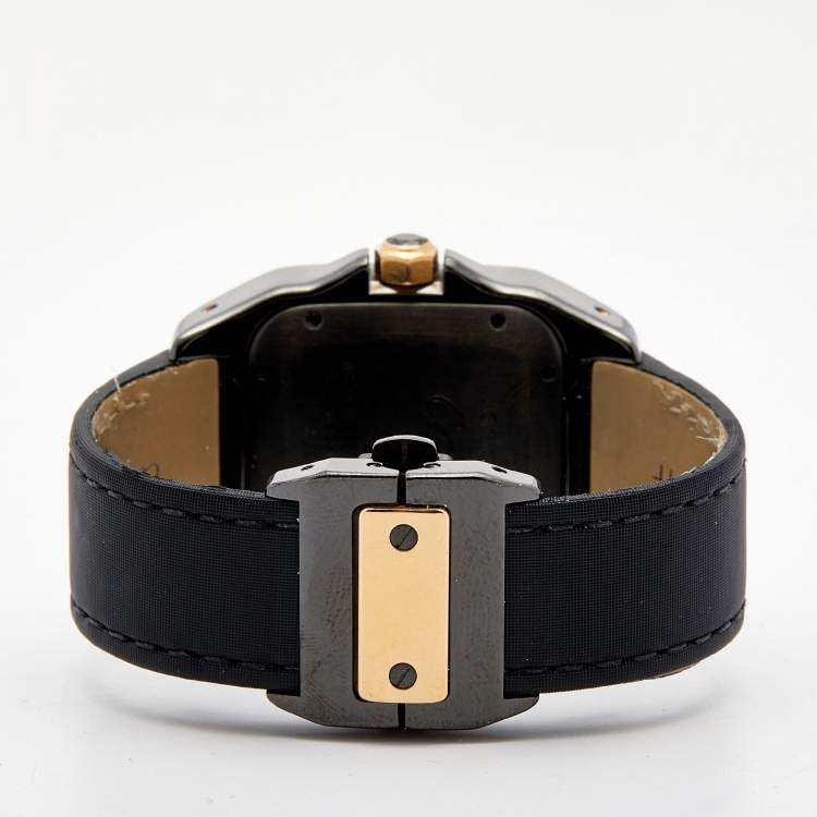 Pre Owned Cartier Black PVD Coated Stainless Steel 18K Rose Gold Santos 100 W2020009 Men's Wristwatch 33MM