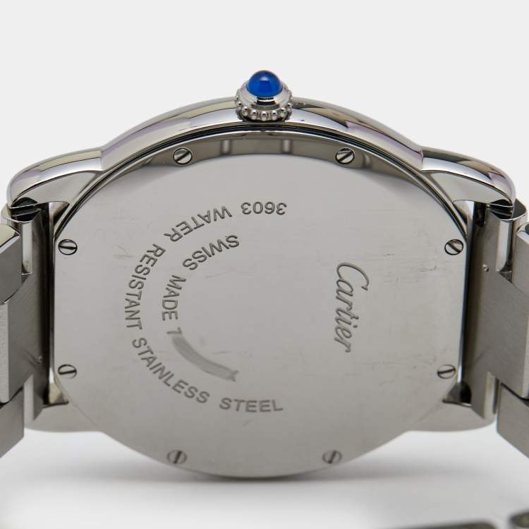 Pre Owned Cartier Silver Stainless Steel Ronde Solo W6701005 Men's Wristwatch 36 mm