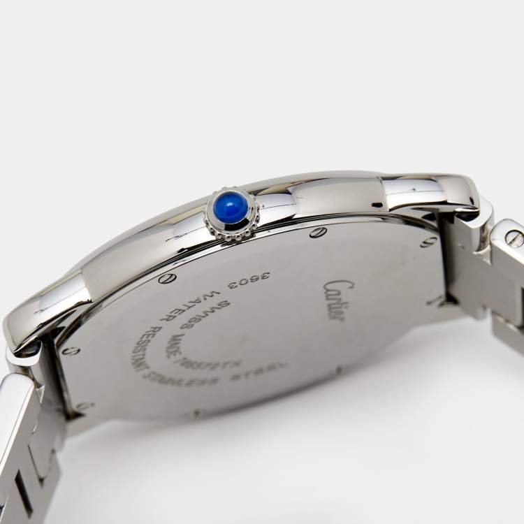 Pre Owned Cartier Silver Stainless Steel Ronde Solo W6701005 Men's Wristwatch 36 mm