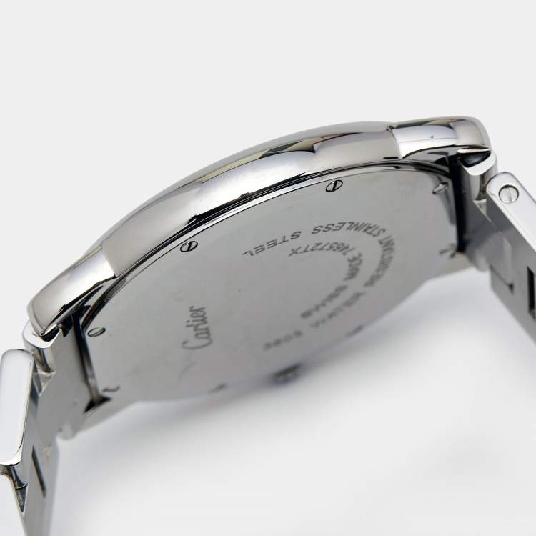 Pre Owned Cartier Silver Stainless Steel Ronde Solo W6701005 Men's Wristwatch 36 mm