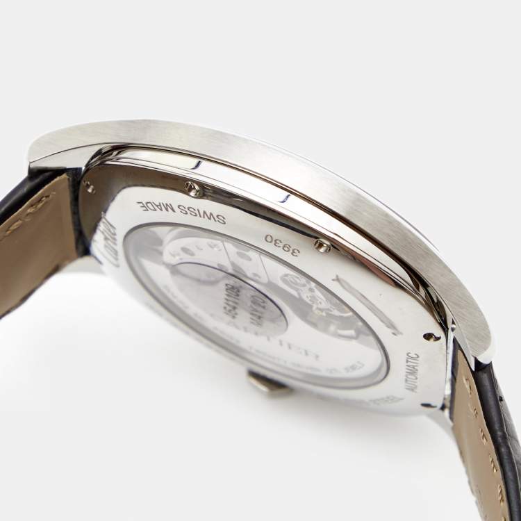 Pre Owned Cartier Silver Stainless Steel Alligator Drive de Cartier WSNM0004 Men's Wristwatch 40 mm