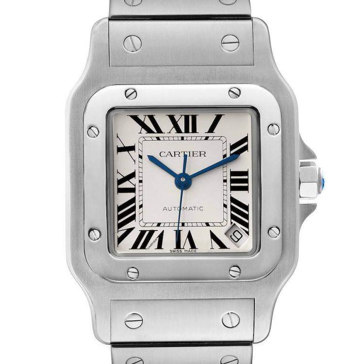 Pre Owned Cartier Silver Stainless Steel Santos W20098D6 Automatic Men's Wristwatch 32 mm