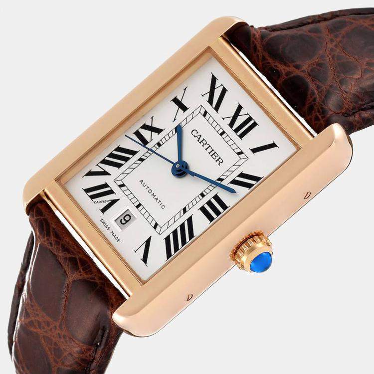 Cartier Silver 18K Rose Gold Tank Solo W5200026 Men s Wristwatch