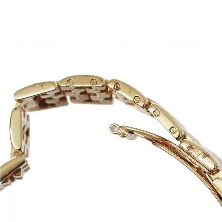 Pre Owned Cartier Silver Diamonds 18K Yellow Gold Panthere Women's Wristwatch 30 mm