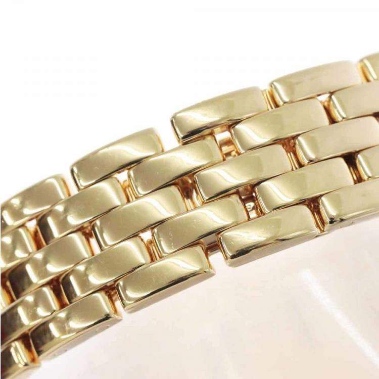 Pre Owned Cartier Silver Diamonds 18K Yellow Gold Panthere Women's Wristwatch 30 mm