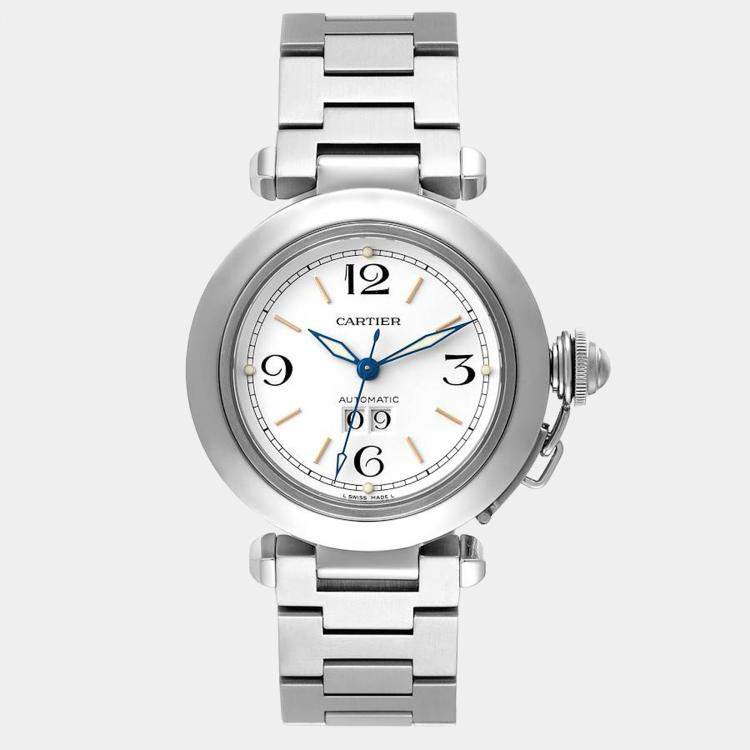 Cartier White Stainless Steel Pasha C W31074M7 Men s Wristwatch 35