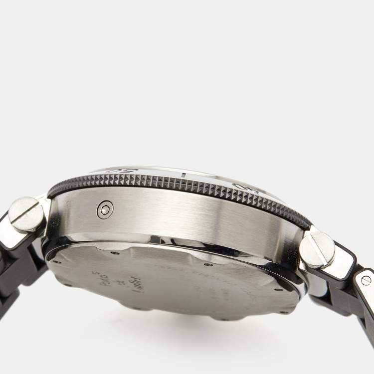 Pre Owned Cartier Black Stainless Steel Rubber Pasha Seatimer W31088U2 Men's Wristwatch 42 mm