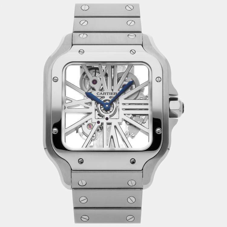 Cartier Silver Stainless Steel Santos de Cartier WHSA0015 Hand Winding ...